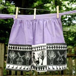 VTG Purple Cotton Hostess Apron Dutch Print Design